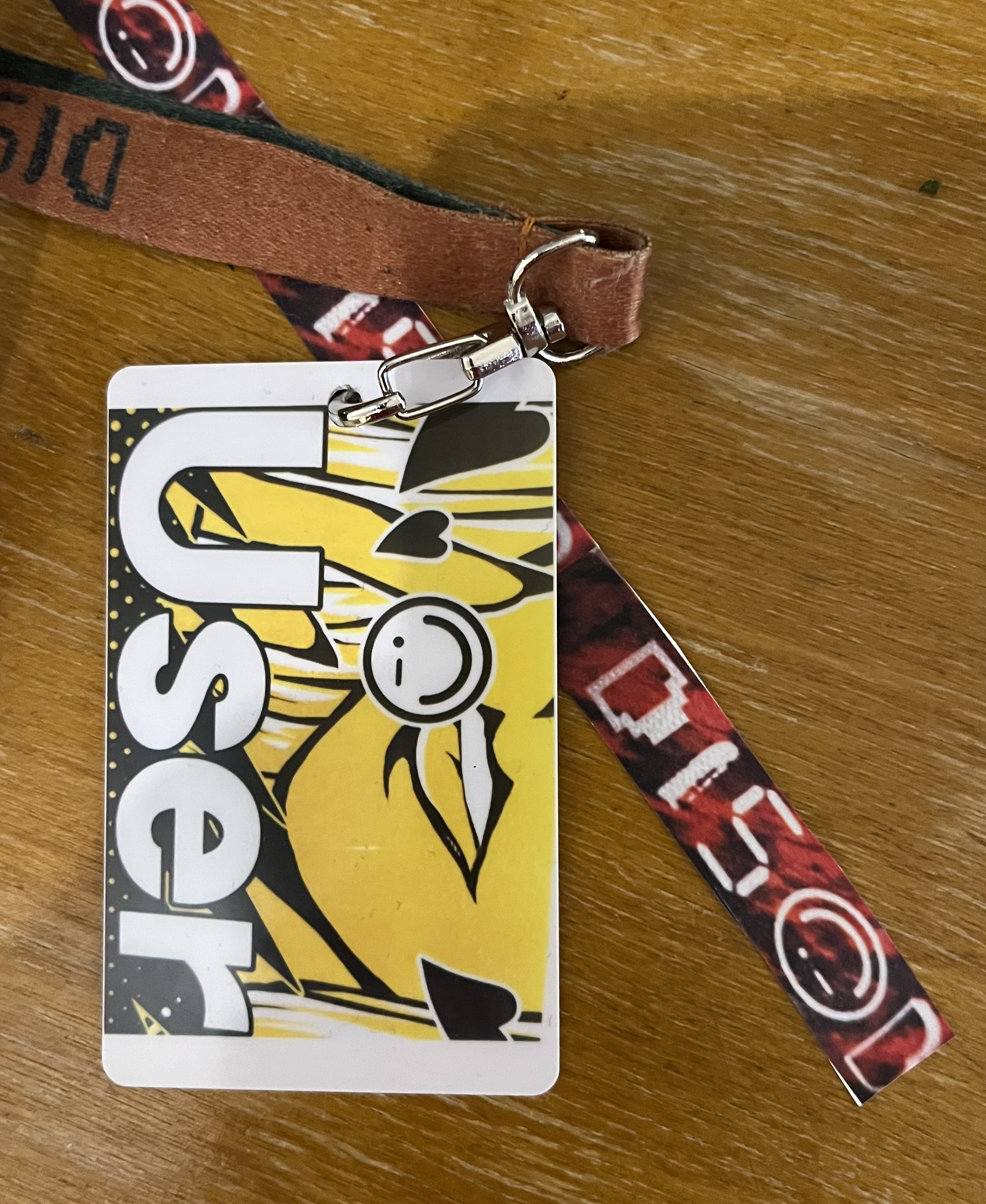 Fake badge and wristband.